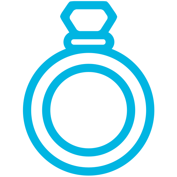 Light blue icon of a wedding ring representing the jewelry you can get and pay as you go